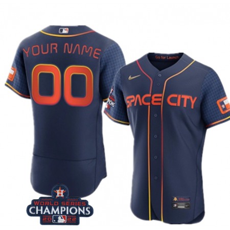 Men's Houston Astros ACTIVE Player Custom Navy 2022 World Series Champions City Connect Flex Base Stitched Baseball Jersey Men's Houston Astros ACTIVE Player Custom Navy 2022 World Series Champions City Connect Flex Base Stitched Baseball Jersey