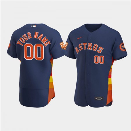 Men's Houston Astros Customized 60th Anniversary Navy Stitched Baseball Jersey Men's Houston Astros Customized 60th Anniversary Navy Stitched Baseball Jersey