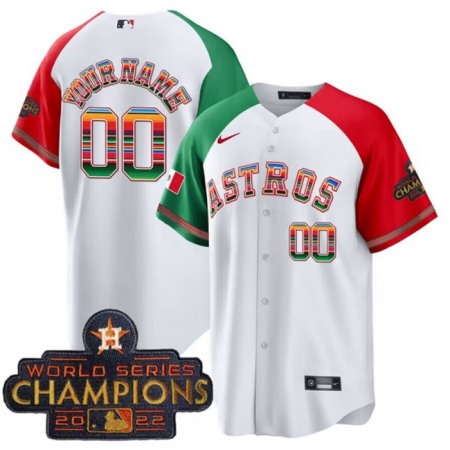 Men's Houston Astros ACTIVE Player Custom White Mexico With World Serise Champions Patch Cool Base Stitched Baseball Jersey Men's Houston Astros ACTIVE Player Custom White Mexico With World Serise Champions Patch Cool Base Stitched Baseball Jersey