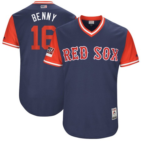 Men's Boston Red Sox #16 Andrew Benintendi "Benny" Navy/Red 2018 Players' Weekend Authentic Stitched MLB Jersey