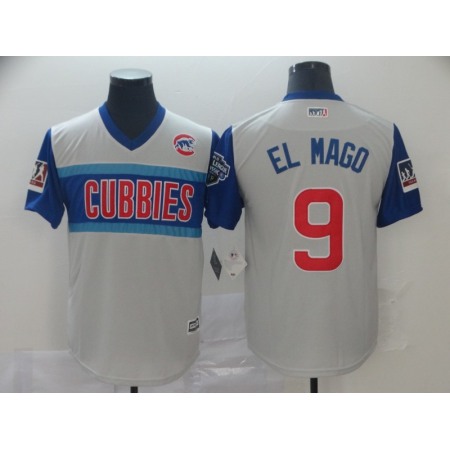 Men's Chicago Cubs #9 Javier Baez "El Mago" Gray 2019 MLB Little League Classic Replica Player Stitched Jersey