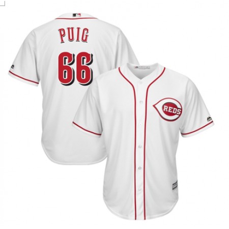 Men's Cincinnati Reds #66 Yasiel Puig White 2019 Home Cool Base Stitched MLB Jersey