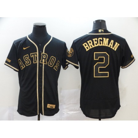 Men's Houston Astros #2 Alex Bregman 2020 Blak Golden Flex Base Stitched MLB Jersey
