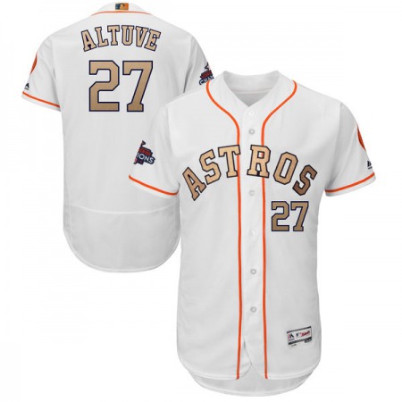 Men's Houston Astros #27 Jose Altuve White 2018 Gold Program Flex Base Player Stitched MLB Jersey