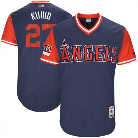 Men's Los Angeles Angels #27 Mike Trout "Kiiiiid" Navy/Red 2018 Players' Weekend Authentic Stitched MLB Jersey