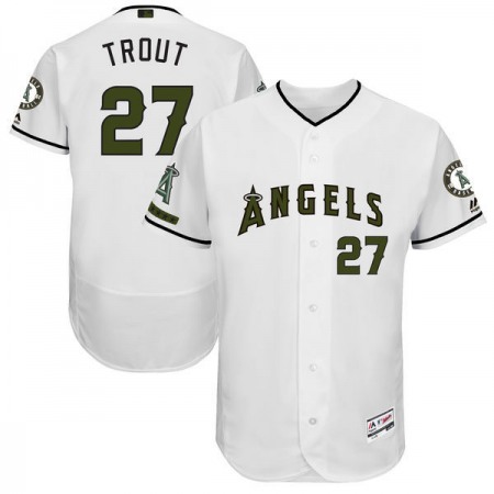 Men's Los Angeles Angels of Anaheim #27 Mike Trout White 2017 Memorial Day Authentic Collection Flex Base Player Stitched MLB Jersey