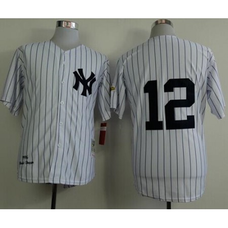Mitchell And Ness 1996 Yankees #12 Wade Boggs White Throwback Stitched MLB Jersey