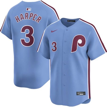 Men's Philadelphia Phillies #3 Bryce Harper Blue Cool Base Stitched Jersey