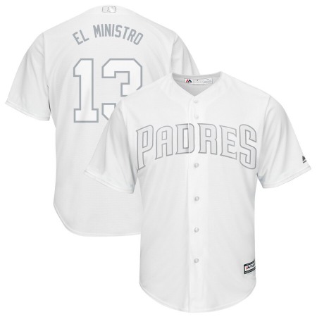 Men's San Diego Padres #13 Manny Machado "El Ministro" White 2019 Players' Weekend Replica Player Stitched MLB Jersey