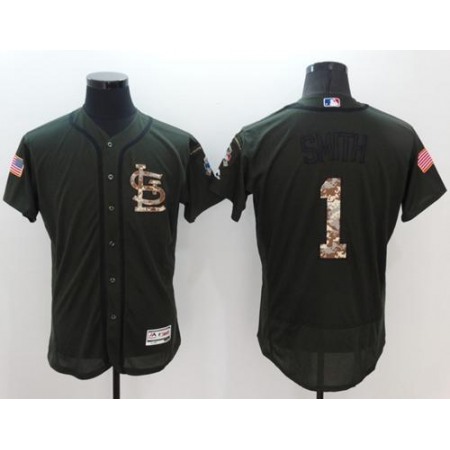 Cardinals #1 Ozzie Smith Green Flexbase Authentic Collection Salute to Service Stitched MLB Jersey