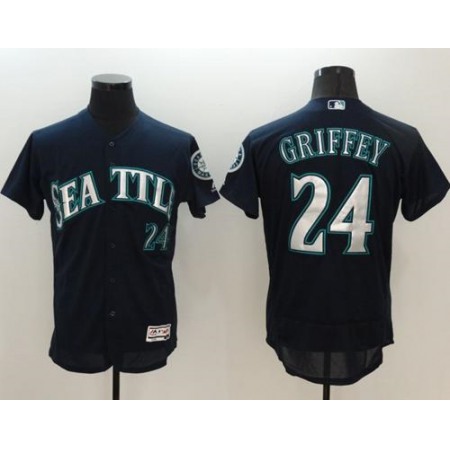Mariners #24 Ken Griffey Navy Blue Flexbase Authentic Collection Stitched MLB Jersey
