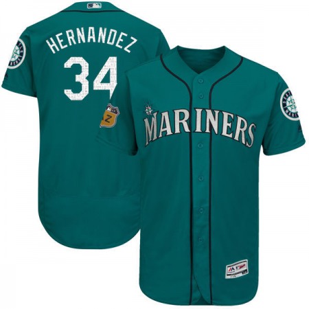 Men's Seattle Mariners #34 Felix Hernandez Aqua 2017 Spring Training Authentic Flex Base Player Stitched MLB Jersey