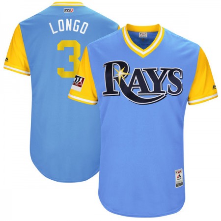 Men's Tampa Bay Rays #3 Evan Longoria "Longo" Light Blue/Yellow 2017 Little League World Series Players Weekend Classic Stitched MLB Jersey