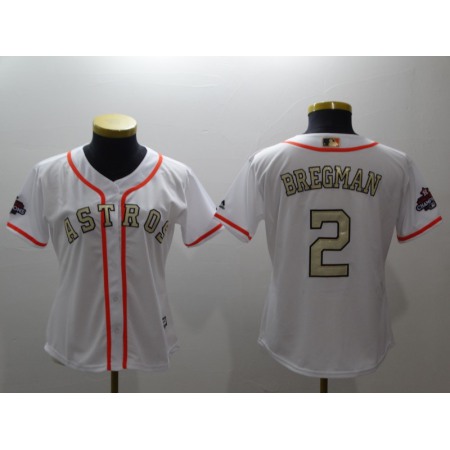 Women's Houston Astros #2 Alex Bregman White 2018 Gold Program Cool Base Player Stitched MLB Jersey