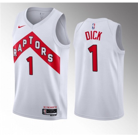 Men's Toronto Raptors #1 Gradey Dick White 2023 Draft Association Edition Stitched Basketball Jersey Men's Toronto Raptors #1 Gradey Dick White 2023 Draft Association Edition Stitched Basketball Jersey