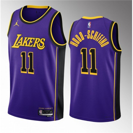 Men's Los Angeles Lakers #11 Jalen Hood-Schifino Purple 2023 Draft Statement Edition Stitched Basketball Jersey Men's Los Angeles Lakers #11 Jalen Hood-Schifino Purple 2023 Draft Statement Edition Stitched Basketball Jersey