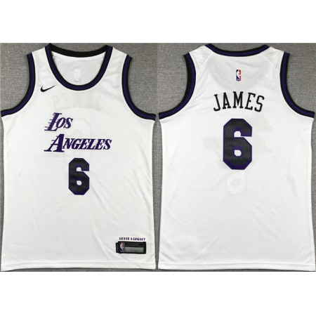 Youth Los Angeles Lakers #6 LeBron James White Stitched Basketball Jersey