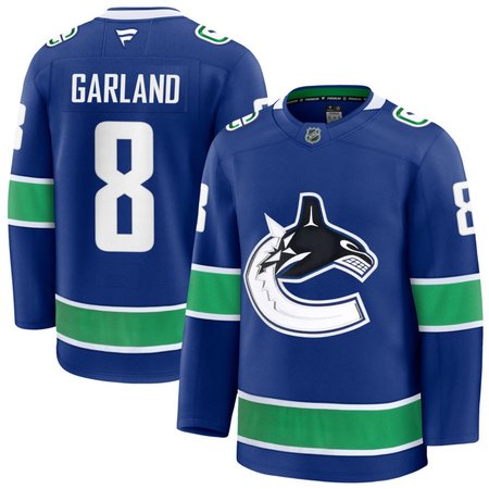 Men's Vancouver Canucks #8 Conor Garland Blue Home Premium Jersey