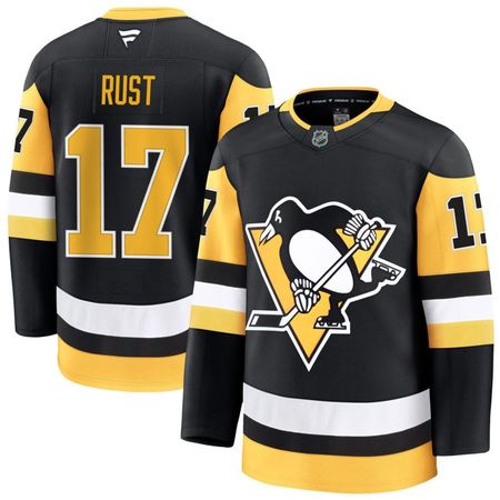 Men's Pittsburgh Penguins #17 Bryan Rust Black Home Premium Jersey