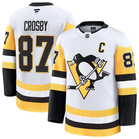 Men's Pittsburgh Penguins #87 Sidney Crosby White Away Premium Jersey