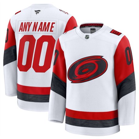 Men's Carolina Hurricanes Custom White 2025 Away Stitched Hockey Premium Jersey