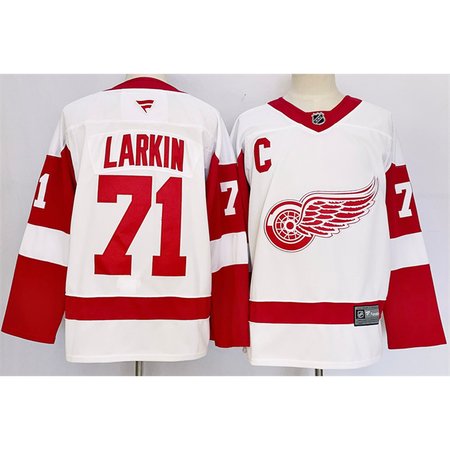 Men's Detroit Red Wings #71 Dylan Larkin White 2024-25 Stitched Premium Jersey