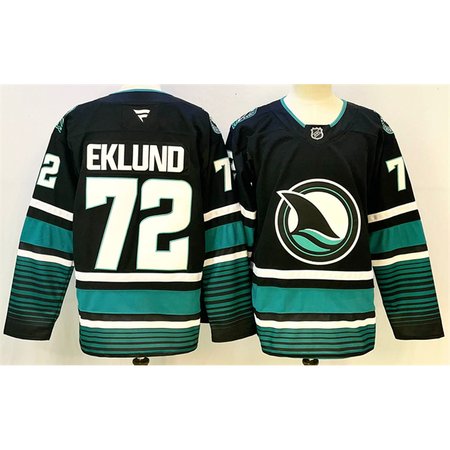 Men's San Jose Sharks #72 William Eklund Black 2024-25 Alternate Stitched Hockey Premium Jersey