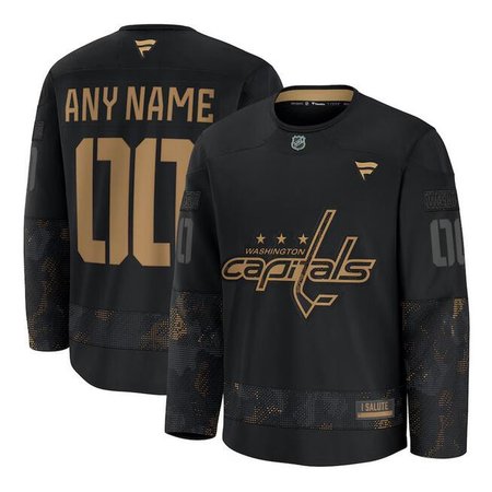 Men's Washington Capitals Custom Black 2024 Military Appreciation Stitched Hockey Premium Jersey