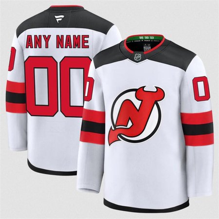 Men's New Jersey Devils Custom White 2024-25 Away Stitched Hockey Premium Jersey