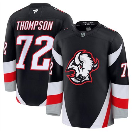Men's Buffalo Sabres #72 Tage Thompson Black 2024-25 Alternate Stitched Hockey Premium Jersey