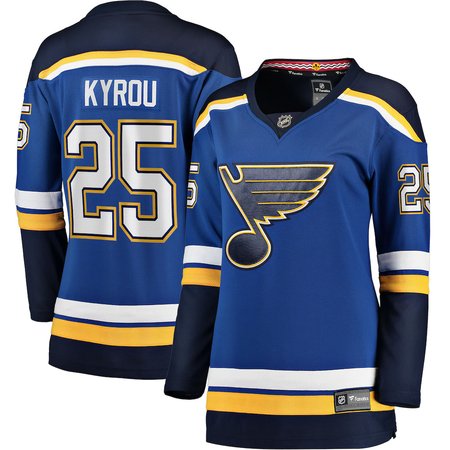 Women's St. Louis Blues #25 Jordan Kyrou Blue Home Player Jersey