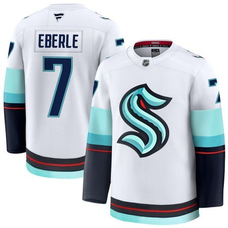 Men's Seattle Kraken #7 Jordan Eberle White Away Premium Jersey