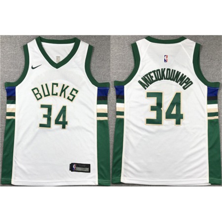 Youth Milwaukee Bucks #34 Giannis Antetokounmpo White Stitched Basketball Jersey Youth Milwaukee Bucks #34 Giannis Antetokounmpo White Stitched Basketball Jersey
