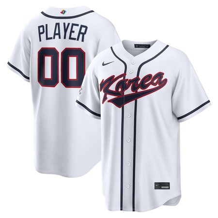 Men's Korea Baseball Custom White 2026 World Baseball Classic Home Jersey