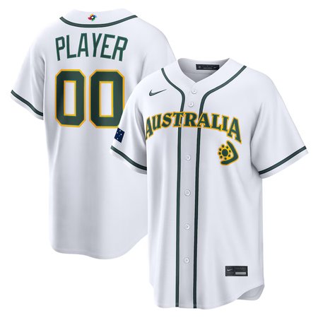 Men's Australia Baseball Custom White 2026 World Baseball Classic Home Jersey