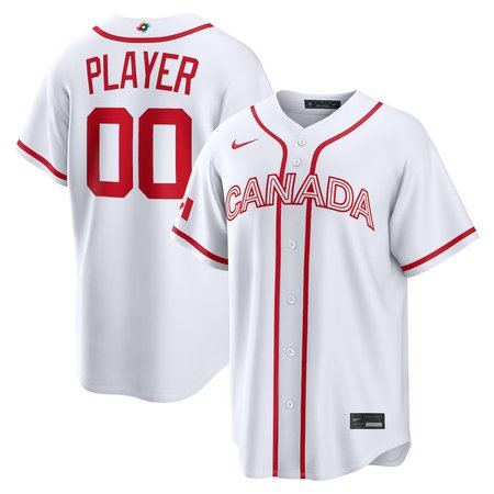 Men's Canada Baseball Custom White 2026 World Baseball Classic Home Jersey