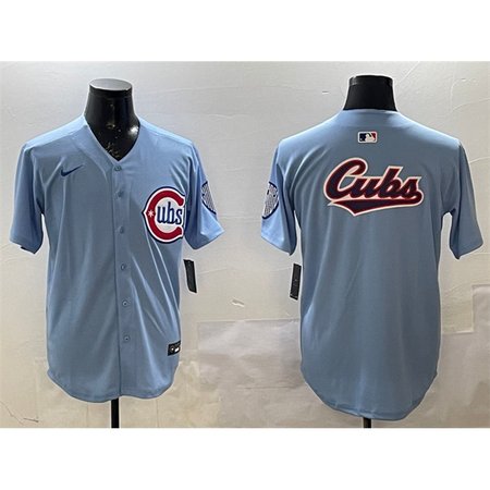 Men's Chicago Cubs Team Big Logo Blue 2024/25 2nd Alternate Limited Stitched Baseball Jersey