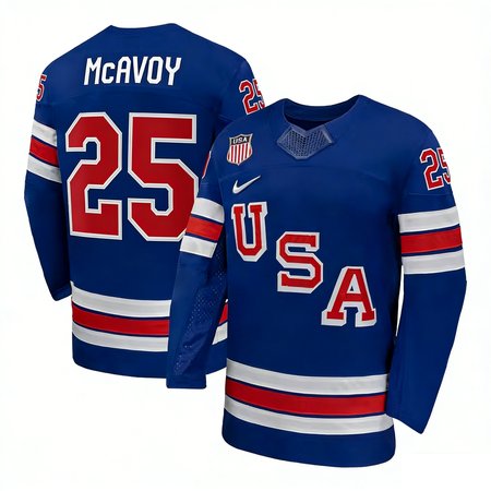 Men's USA Hockey #25 Charlie Mcavoy Royal 2026 Home Replica Jersey