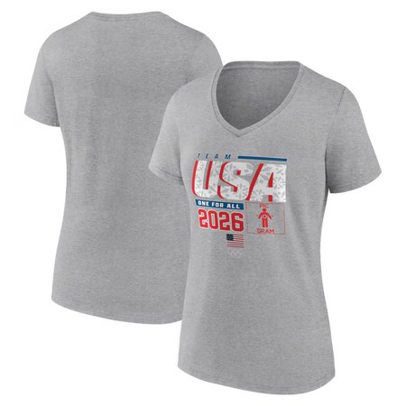Women's Team USA Gray 2026 Winter Olympics Pic-O-Gram V-Neck T-Shirt