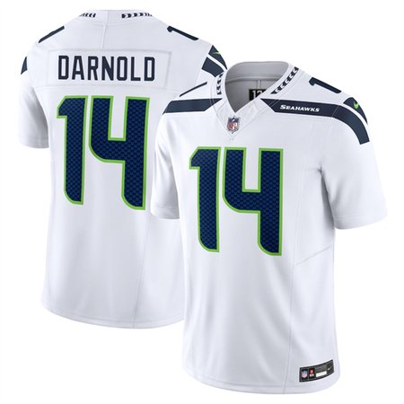 Men's Seattle Seahawks #14 Sam Darnold White 2024 F.U.S.E Vapor Limited Stitched Football Jersey Men's Seattle Seahawks #14 Sam Darnold White 2024 F.U.S.E Vapor Limited Stitched Football Jersey