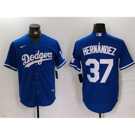 Men's Los Angeles Dodgers #37 Teoscar Hernandez Blue Cool Base Stitched Baseball Jersey