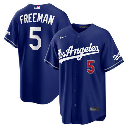 Men's Los Angeles Dodgers #5 Freddie Freeman Nike Royal Alternate Stadium Jersey