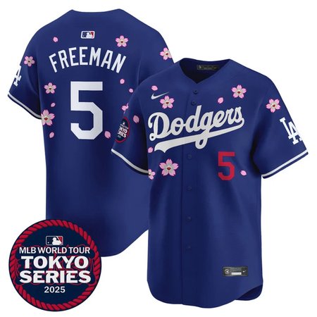 Youth Los Angeles Dodgers #5 Freddie Freeman Royal Tokyo 2025 Cool Base Stitched Baseball Jersey