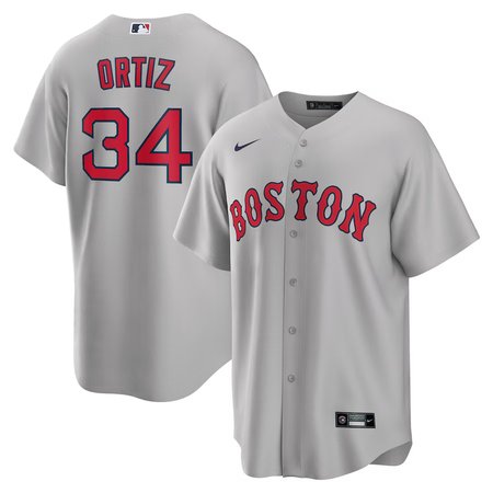 Men's Boston Red Sox #34 David Ortiz Nike Gray Road Replica Player Jersey
