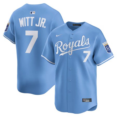 Men's Kansas City Royals #7 Bobby Witt Jr. Nike Light Blue Alternate Limited Player Jersey