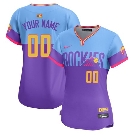 Women's Colorado Rockies Custom Nike Purple/Light Blue 2025 City Connect Elite Player Jersey