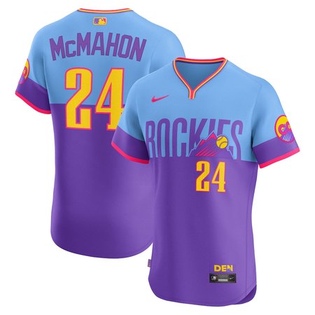 Men's Colorado Rockies #24 Ryan McMahon Nike Purple/Light Blue 2025 City Connect Elite Player Jersey