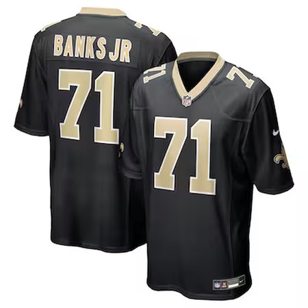 Men's New Orleans Saints #71 Kelvin Banks Jr. Nike Black 2025 NFL Draft First Round Pick Game Jersey