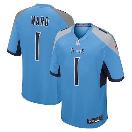 Youth Tennessee Titans #1 Cameron Ward Nike Light Blue 2025 NFL Draft First Round Pick No. 1 Game Jersey
