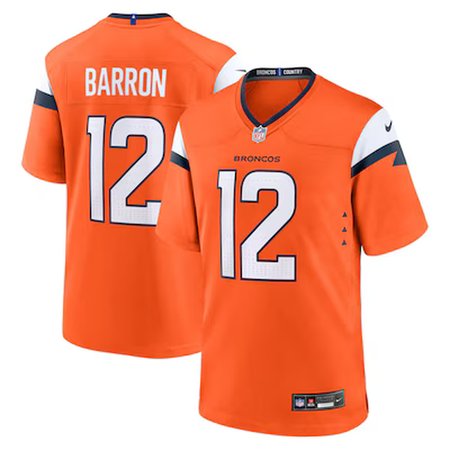 Men's Denver Broncos #12 Jahdae Barron Nike Orange 2025 NFL Draft First Round Pick Game Jersey